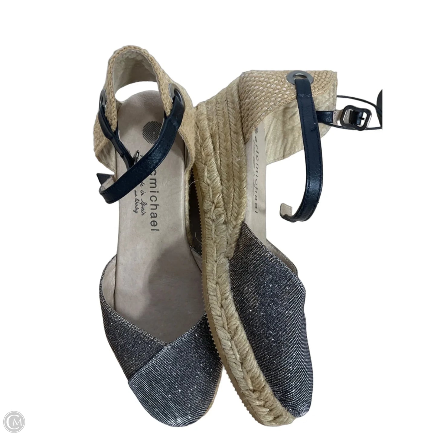Sandals Heels Wedge By Cma In Gold & Grey, Size: 7