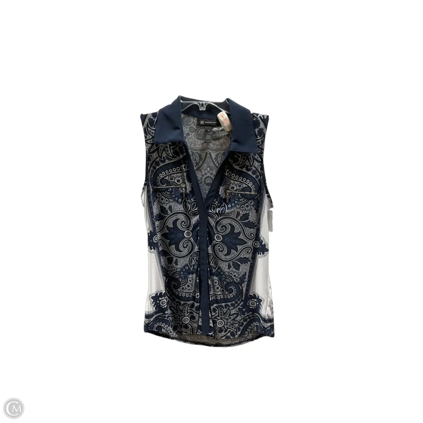 Top Sleeveless By Inc In Blue & White, Size: M