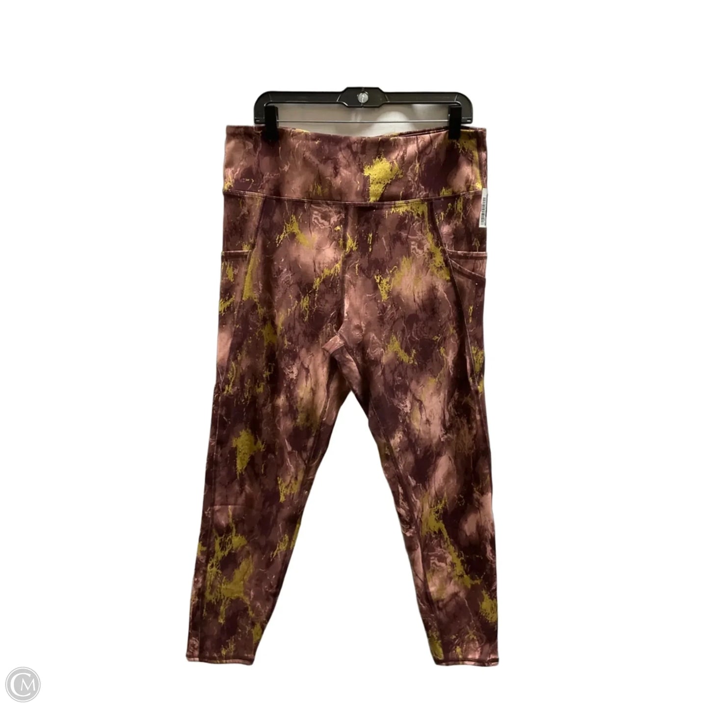 Athletic Leggings By Tahari In Pink & Yellow, Size: Xl