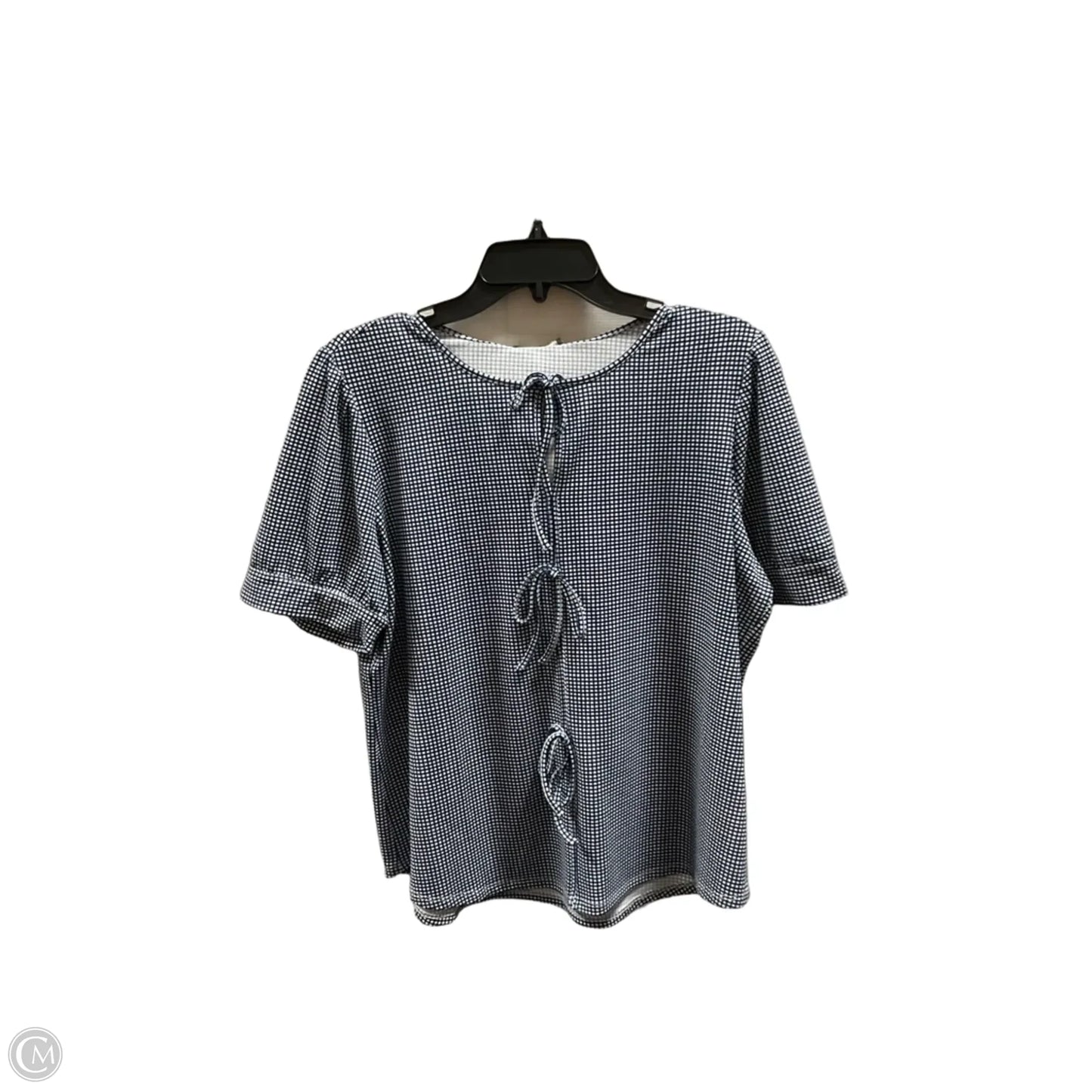 Top Short Sleeve By Adrianna Papell In Blue & White, Size: L
