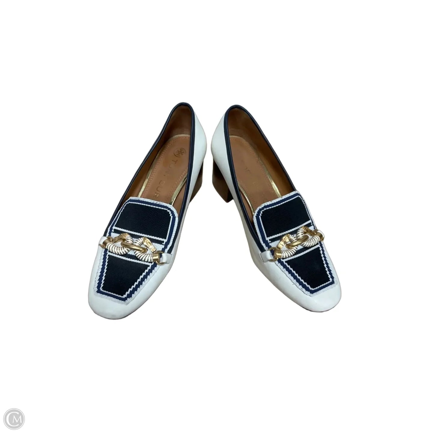 Shoes Heels Block By Tory Burch In Blue & White, Size: 8.5