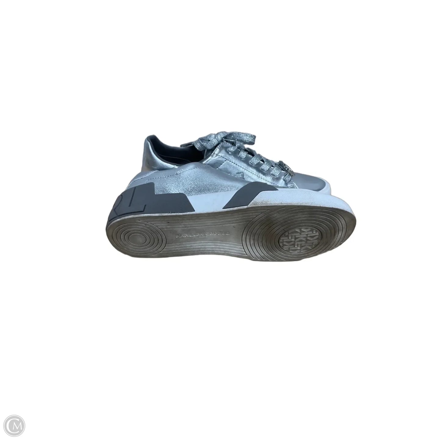 Shoes Athletic By Karl Lagerfeld In Silver & White, Size: 8