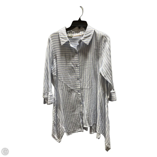 Blouse Long Sleeve By Soft Surroundings In Blue & White, Size: M