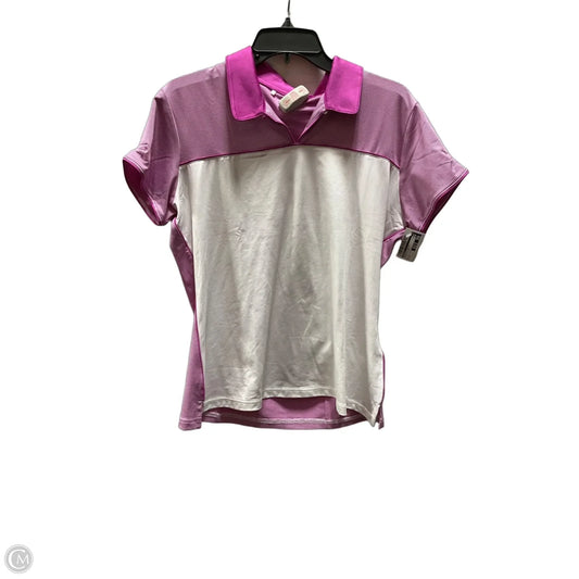 Athletic Top Short Sleeve By Adidas In Purple & White, Size: L