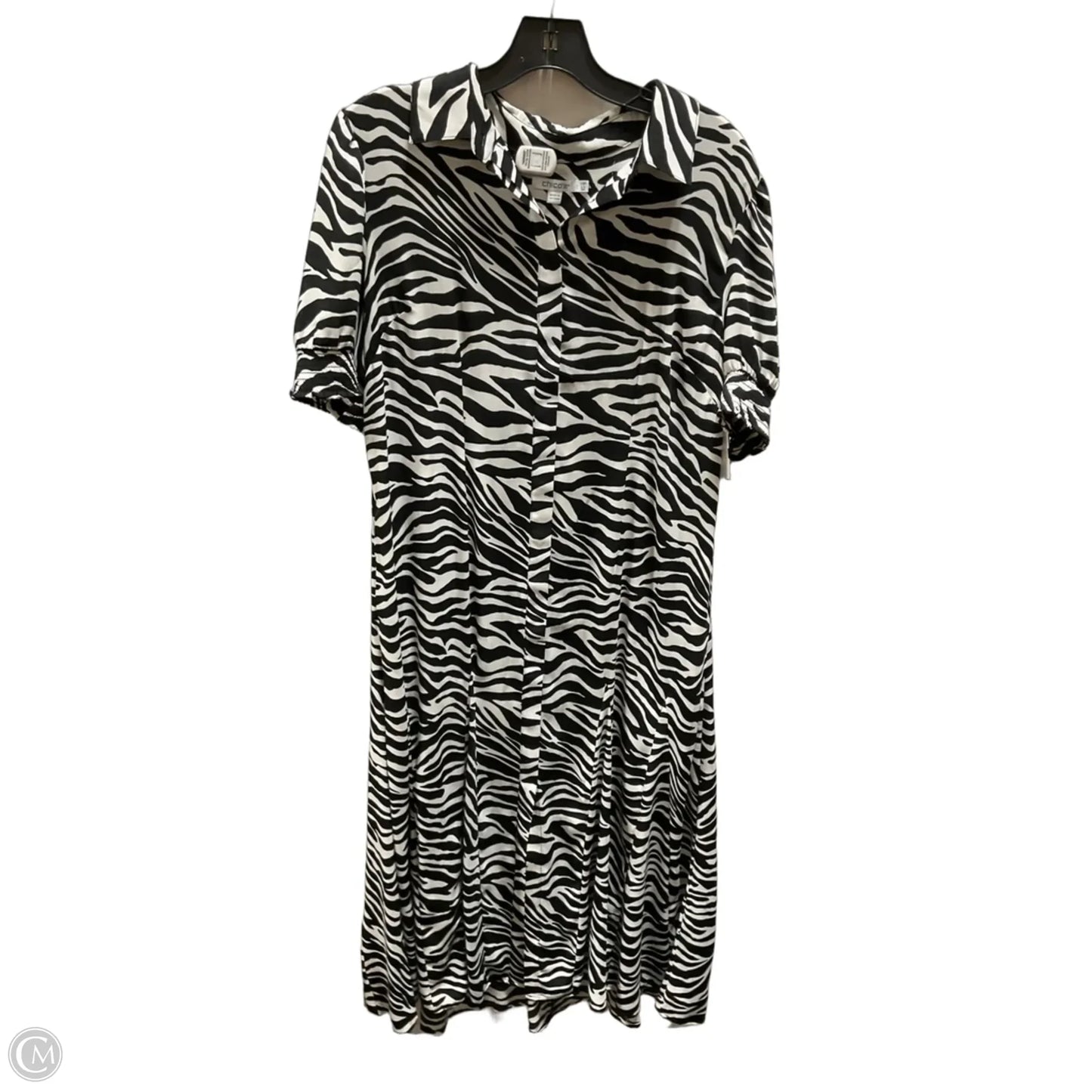 Dress Casual Maxi By Chicos In Black & White, Size: M