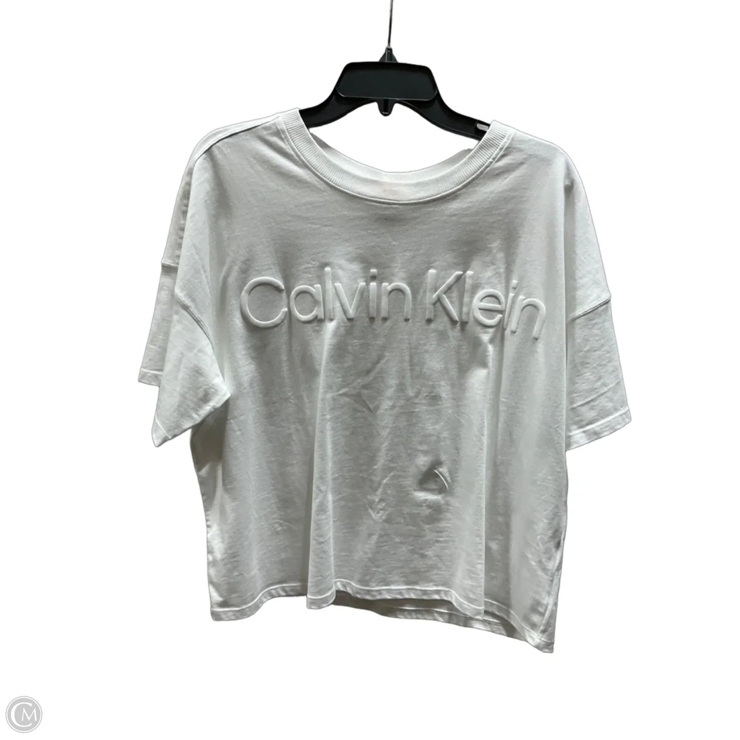 Top Short Sleeve By Calvin Klein In White, Size: Xl