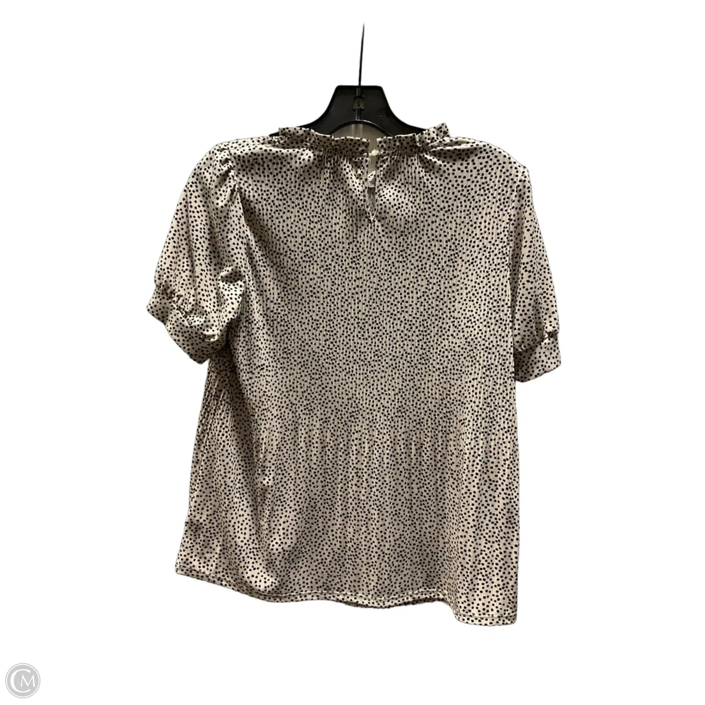 Top Short Sleeve By Adrianna Papell In Black & Cream, Size: S