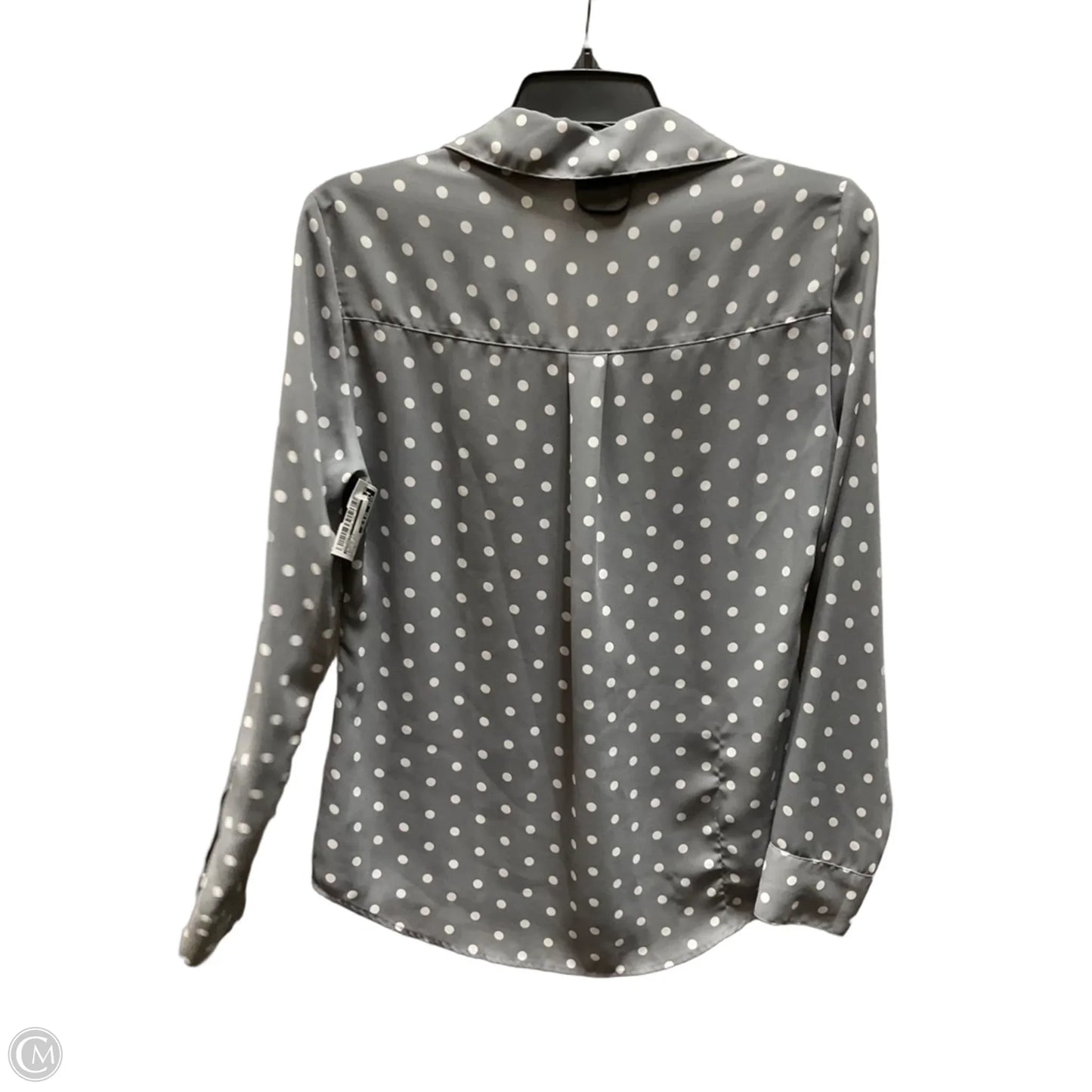 Blouse Long Sleeve By Express In Grey & White, Size: S