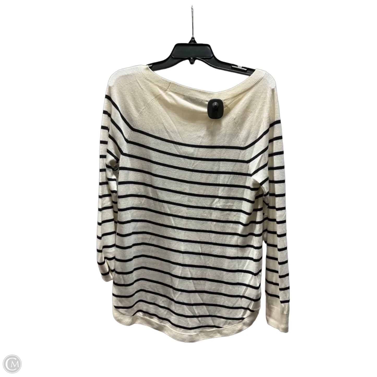 Top Long Sleeve By Loft In Blue & Cream, Size: M