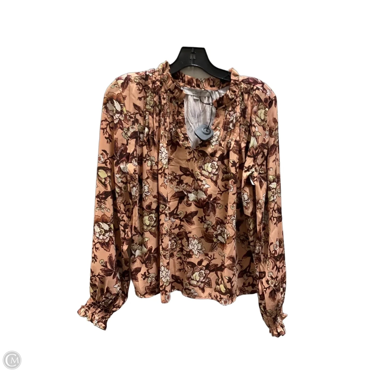 Top Long Sleeve By Loft In Red & Tan, Size: M