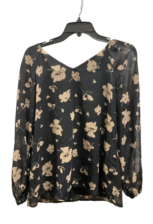 Top Long Sleeve By Nine West In Black & Brown, Size: M