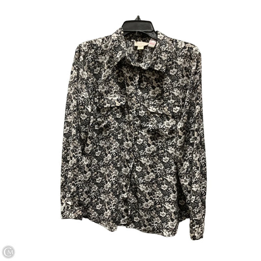 Blouse Long Sleeve By Loft In Grey, Size: L