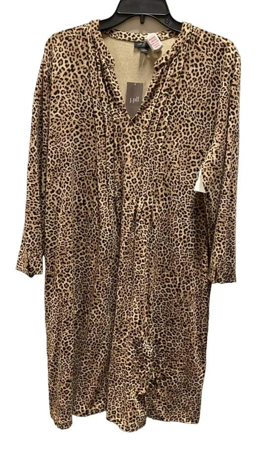 Dress Casual Midi By J. Jill In Leopard Print, Size: L