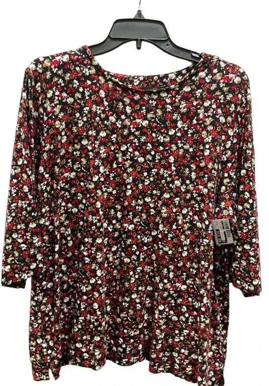 Top 3/4 Sleeve By J. Jill In Floral Print, Size: Xl