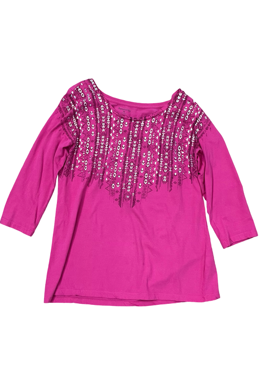 Top 3/4 Sleeve By Relativity In Pink, Size:M