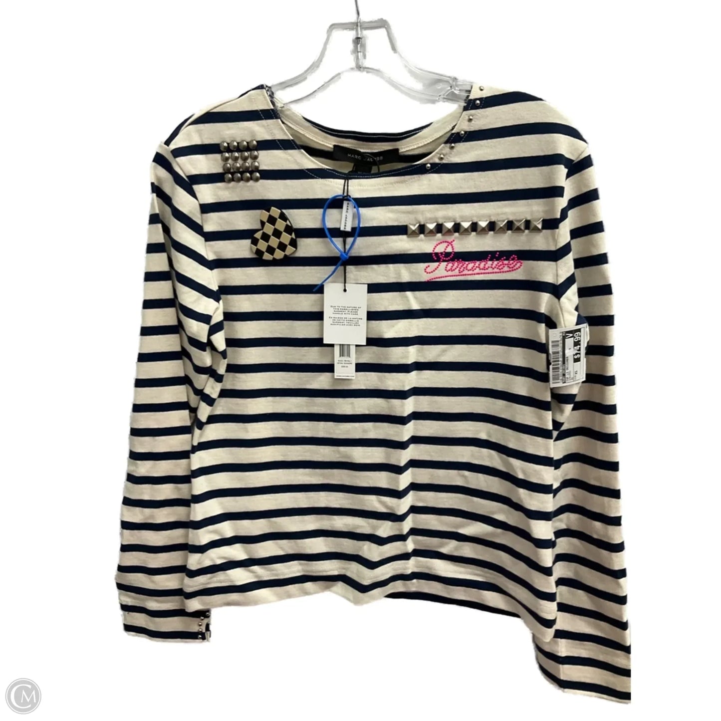 Top Long Sleeve Designer By Marc Jacobs In Striped, Size: Xs