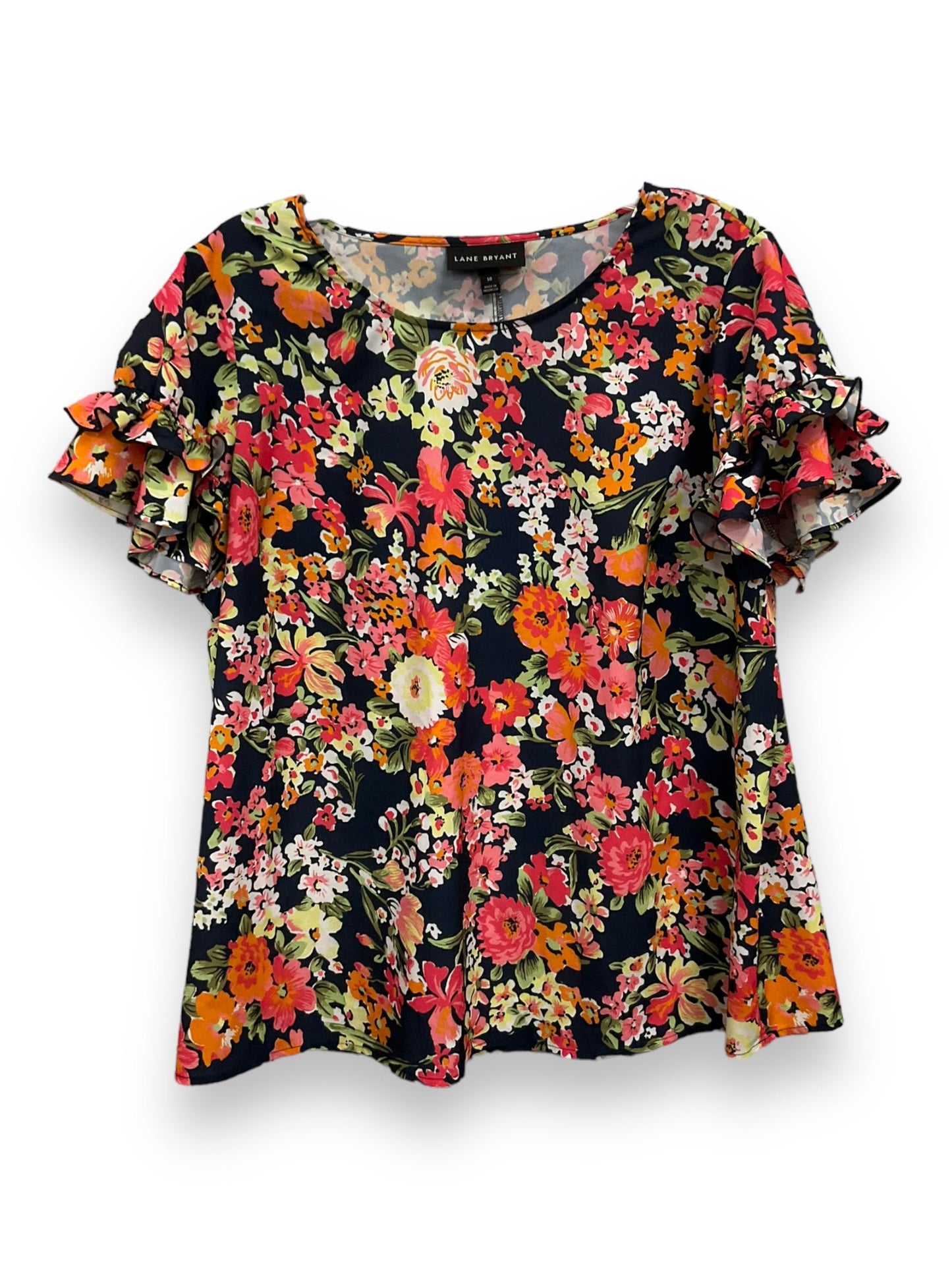 Floral Print Top Short Sleeve Lane Bryant, Size 2x