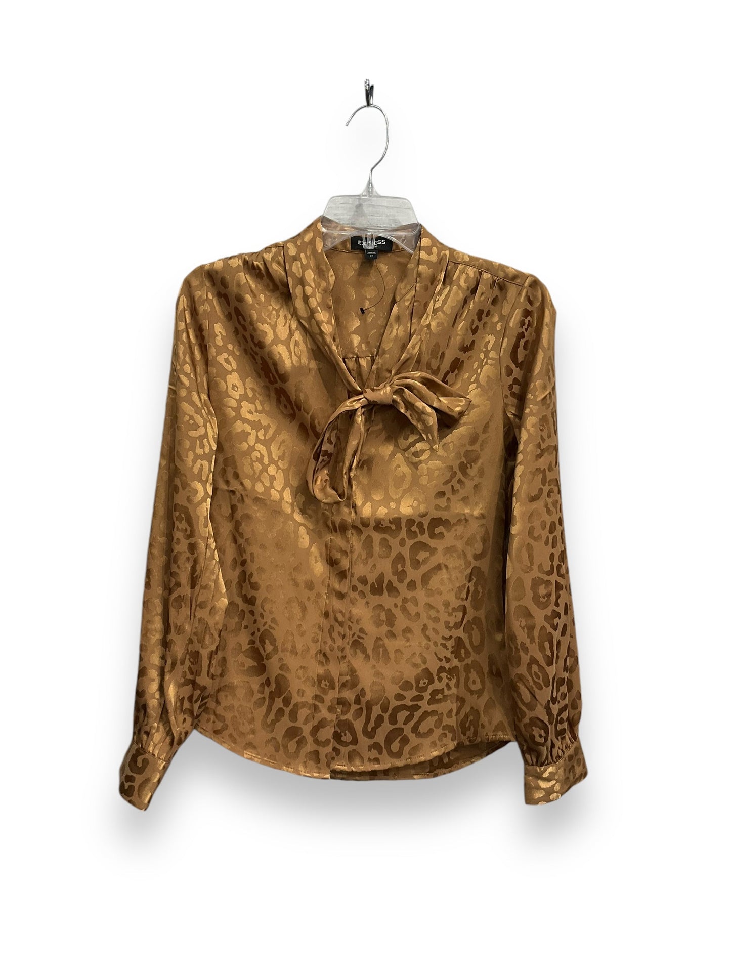 Blouse Long Sleeve By Express In Animal Print, Size: Xs