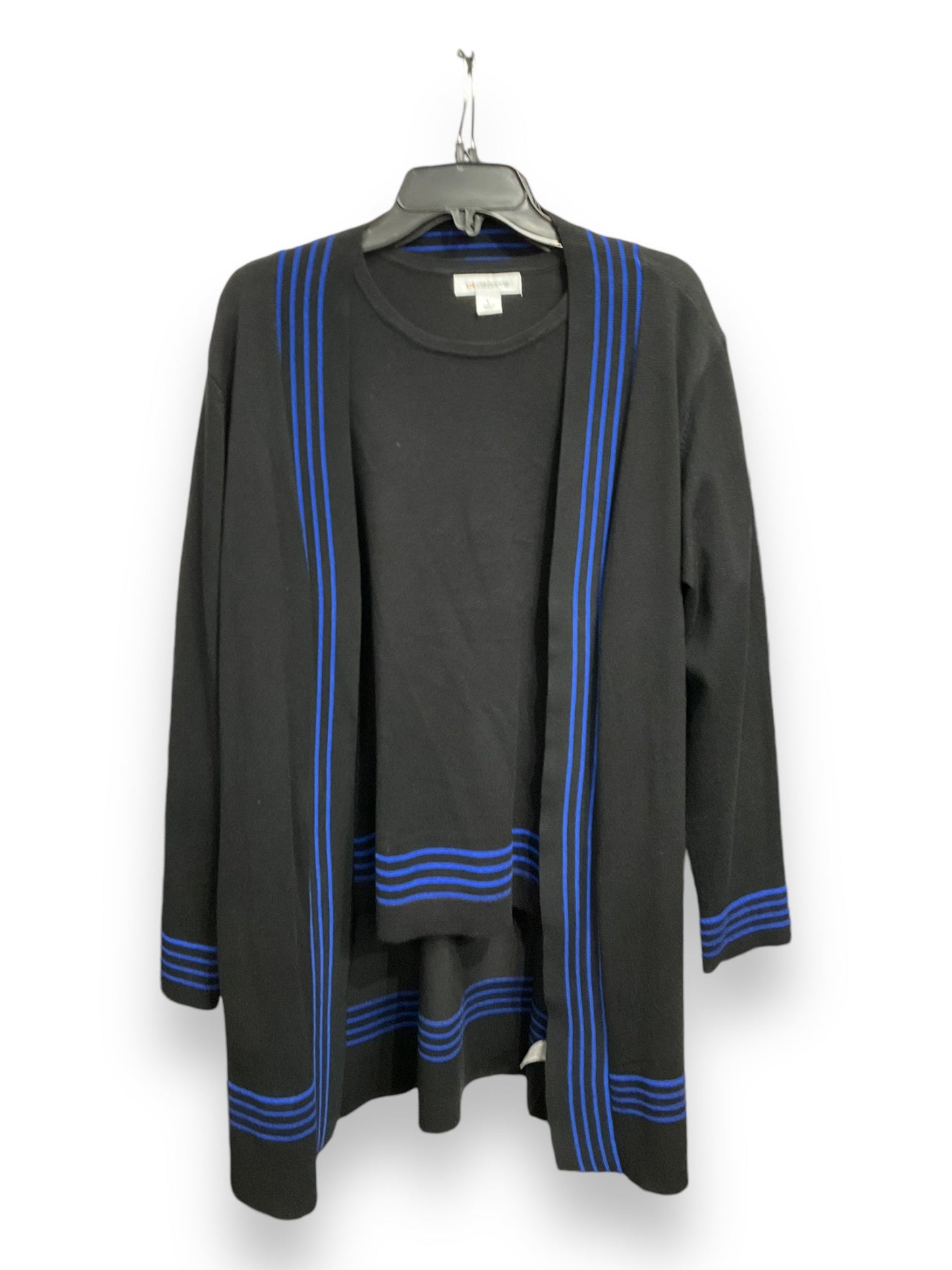 Sweater 2pc By Liz Claiborne In Black & Blue, Size: L