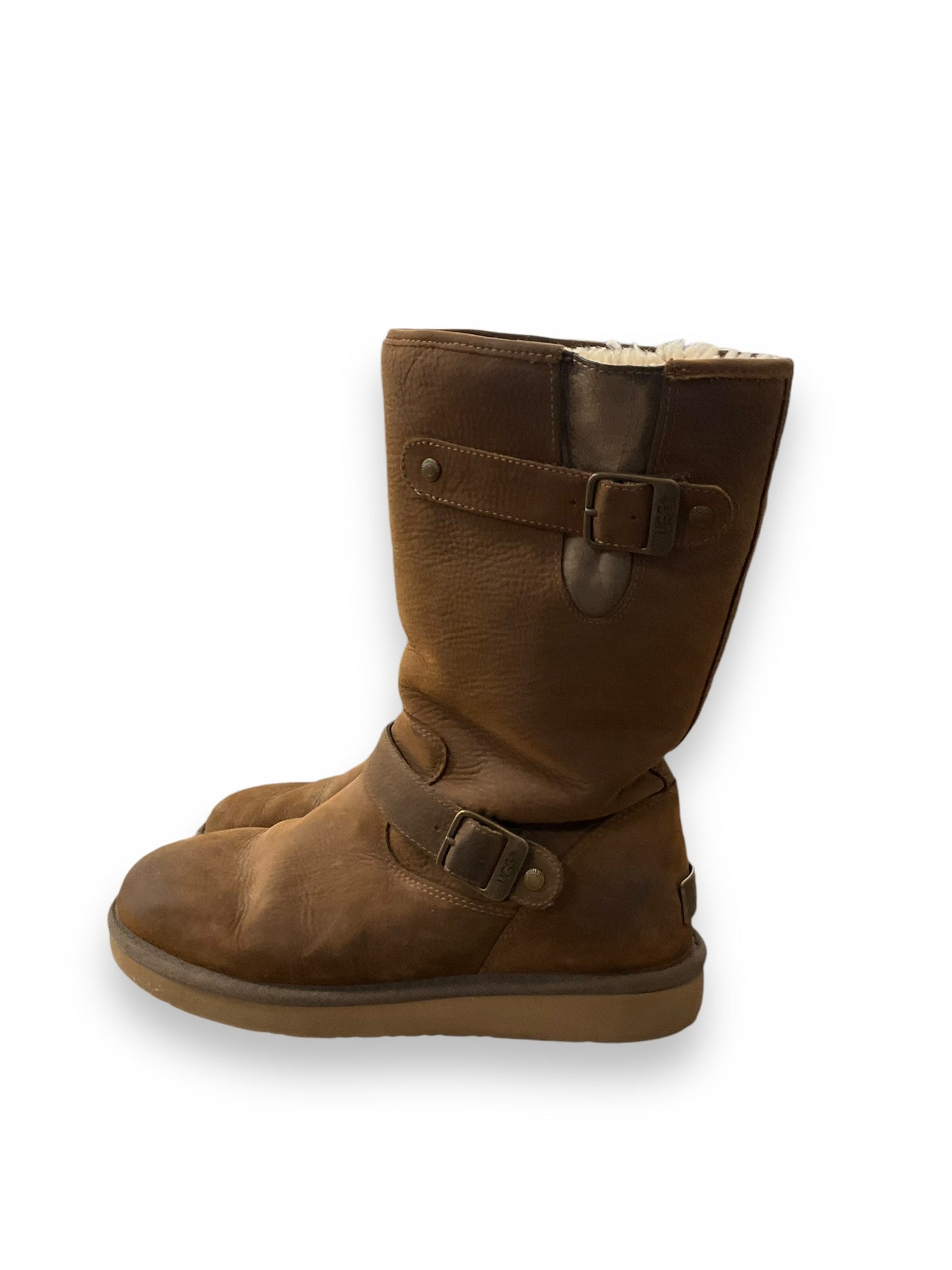 Boots Designer By Ugg In Brown, Size: 9