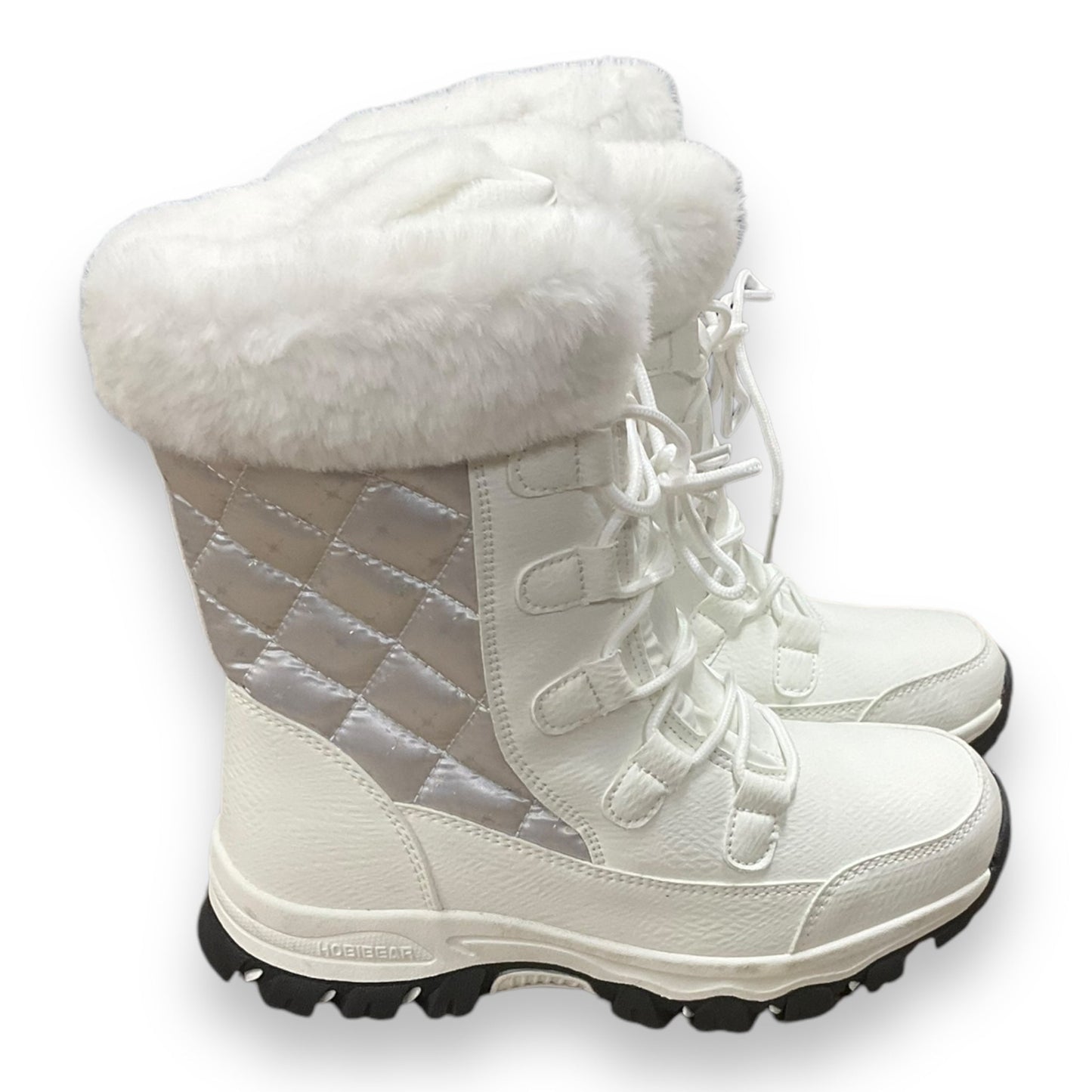 Boots Snow By Clothes Mentor In White & Yellow, Size: 7.5