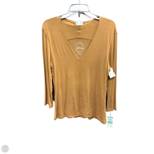 Top Long Sleeve By Inc In Brown, Size: L