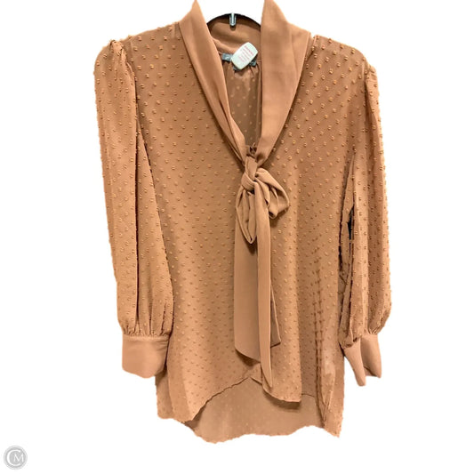 Blouse Long Sleeve By Adrianna Papell In Brown, Size: S
