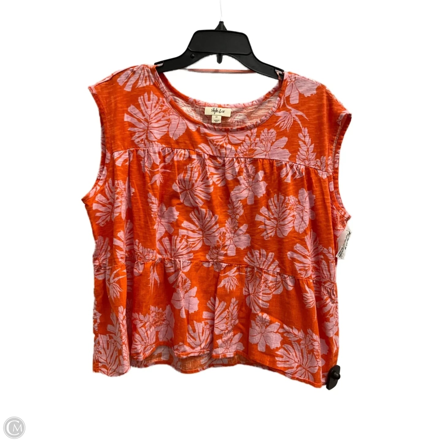 Top Sleeveless By Style And Company In Orange, Size: 2x