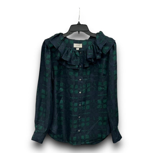 Blue & Green Blouse Long Sleeve J. Crew, Size Xs