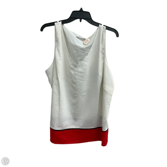 Blouse Sleeveless By Calvin Klein In Red & White, Size: 2x