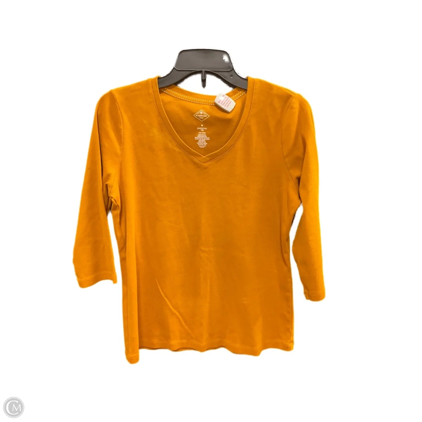 Top 3/4 Sleeve Basic By St Johns Bay In Yellow, Size: M