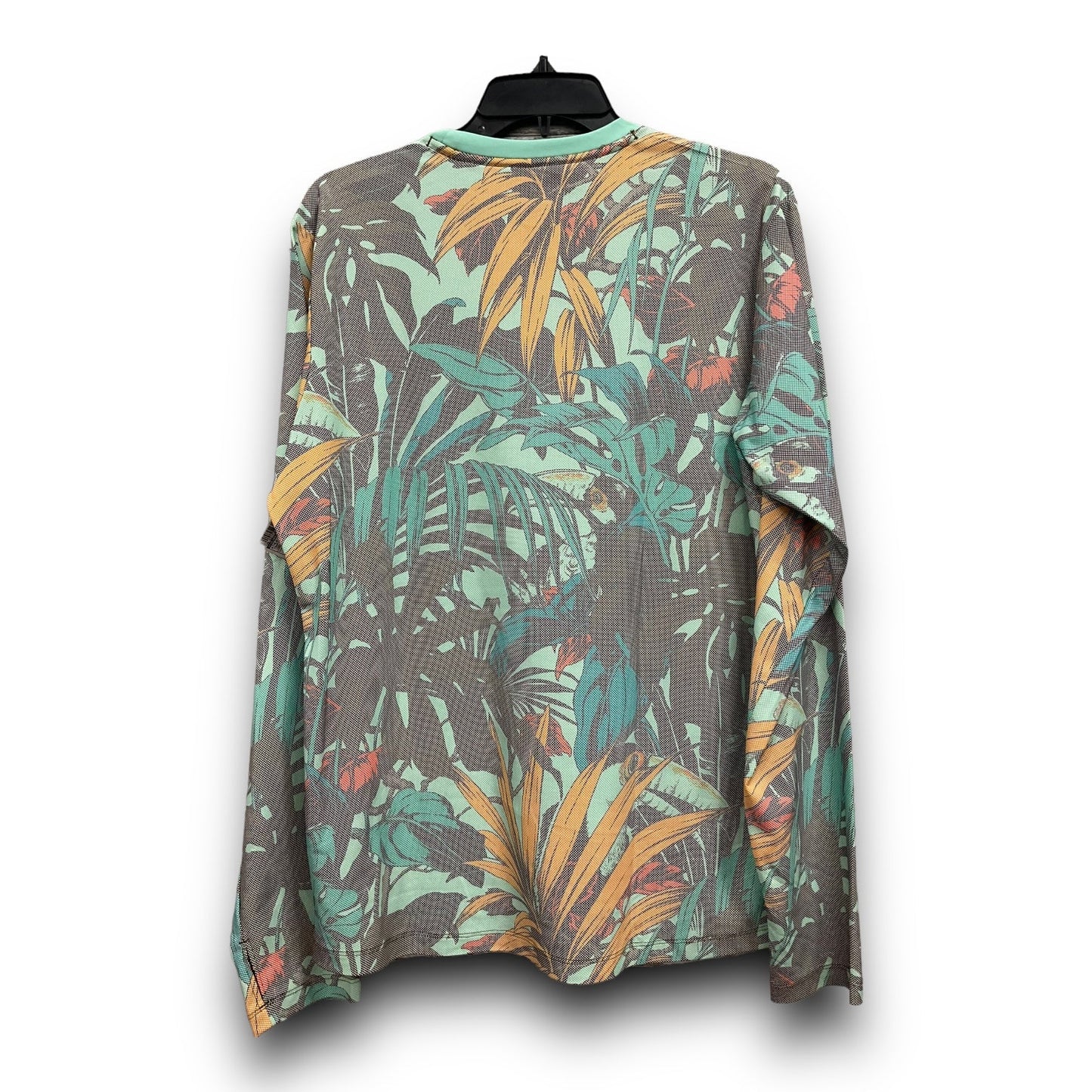 Tropical Print Athletic Top Long Sleeve Crewneck Columbia, Size M