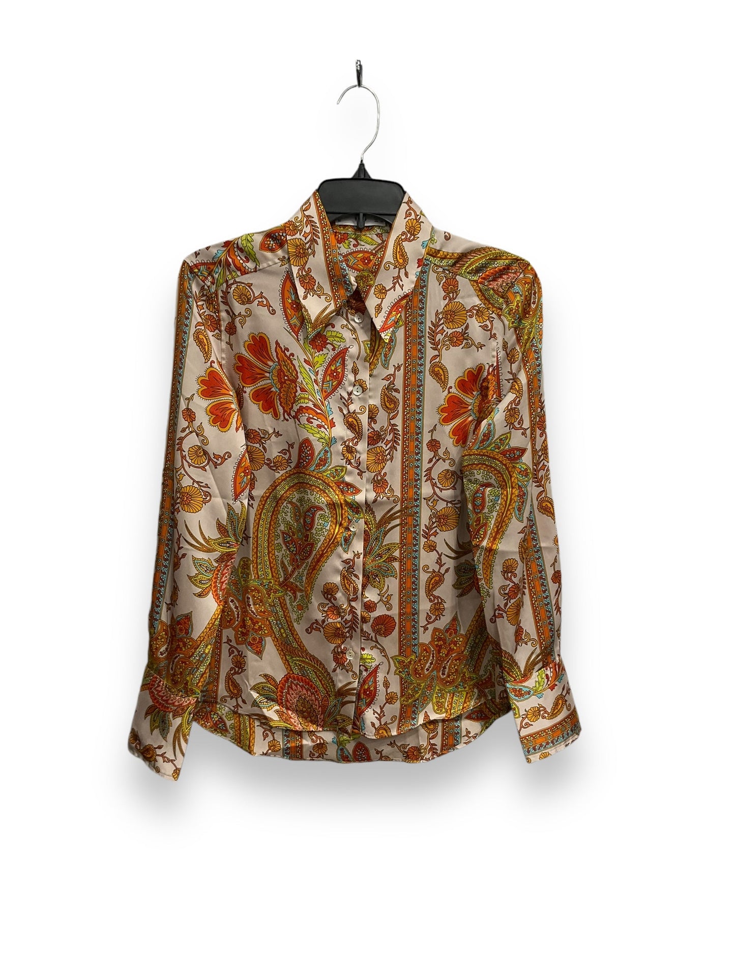 Blouse Long Sleeve By Mng In Multi-colored, Size: S