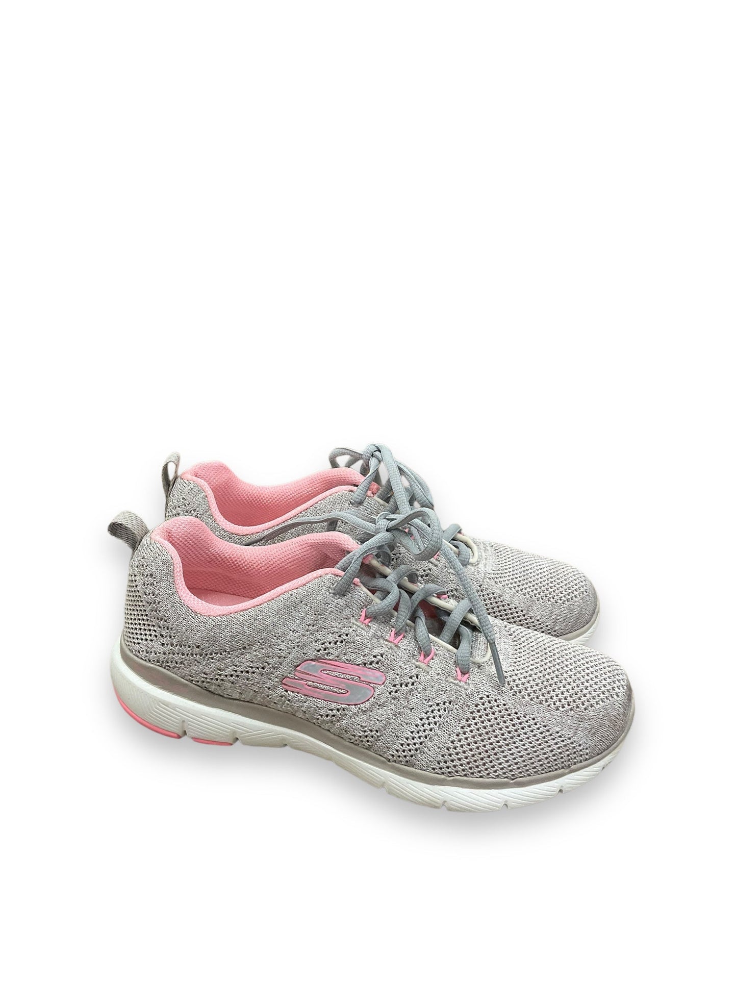 Shoes Athletic By Skechers In Grey & Pink, Size: 7.5