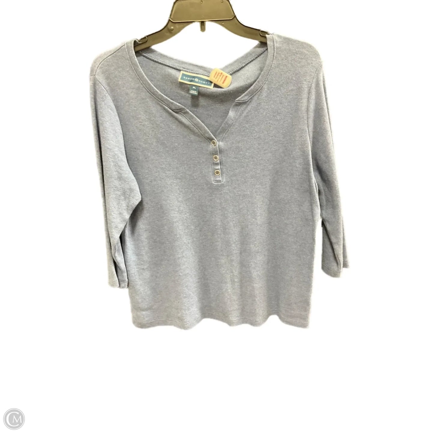 Top 3/4 Sleeve By Karen Scott In Blue, Size: Lp