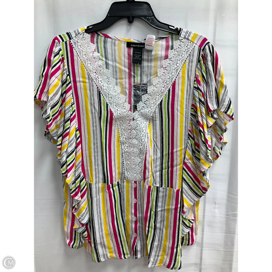 Top Short Sleeve By Ashley Stewart In Striped Pattern, Size: M