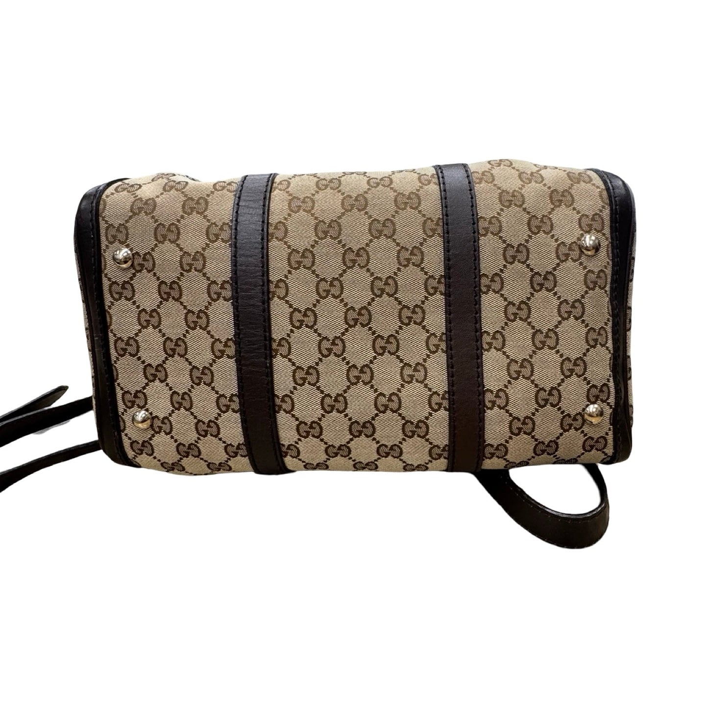Boston Handbag Luxury Designer By Gucci In Brown, Size:Medium (As Is)