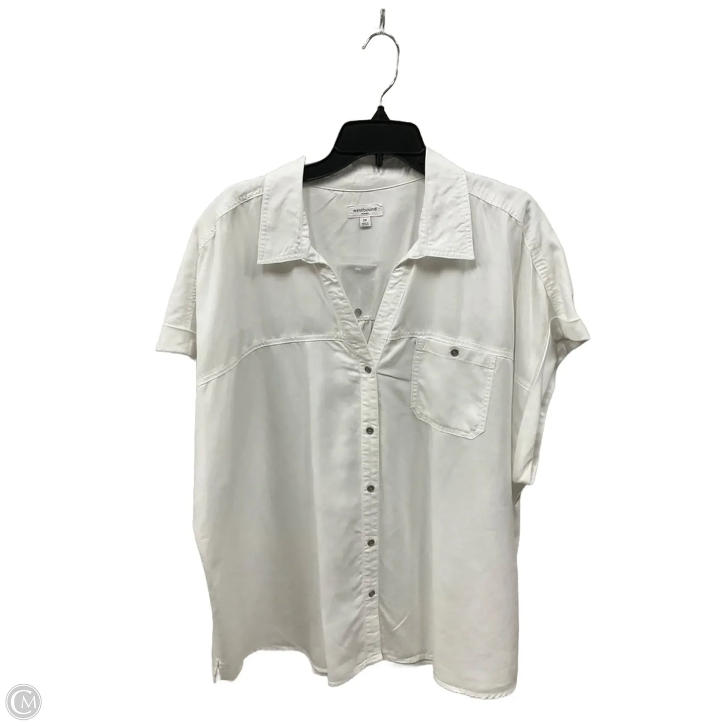 Blouse Short Sleeve By West Bound In White, Size: 2x