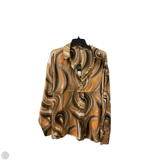 Blouse Long Sleeve By Fashion Nova In Brown, Size: 3x