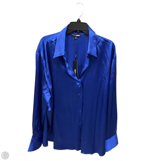 Blouse Long Sleeve By Fashion Nova In Blue, Size: 2x