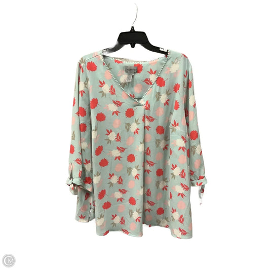 Top 3/4 Sleeve By Catherines In Blue, Size: 1x