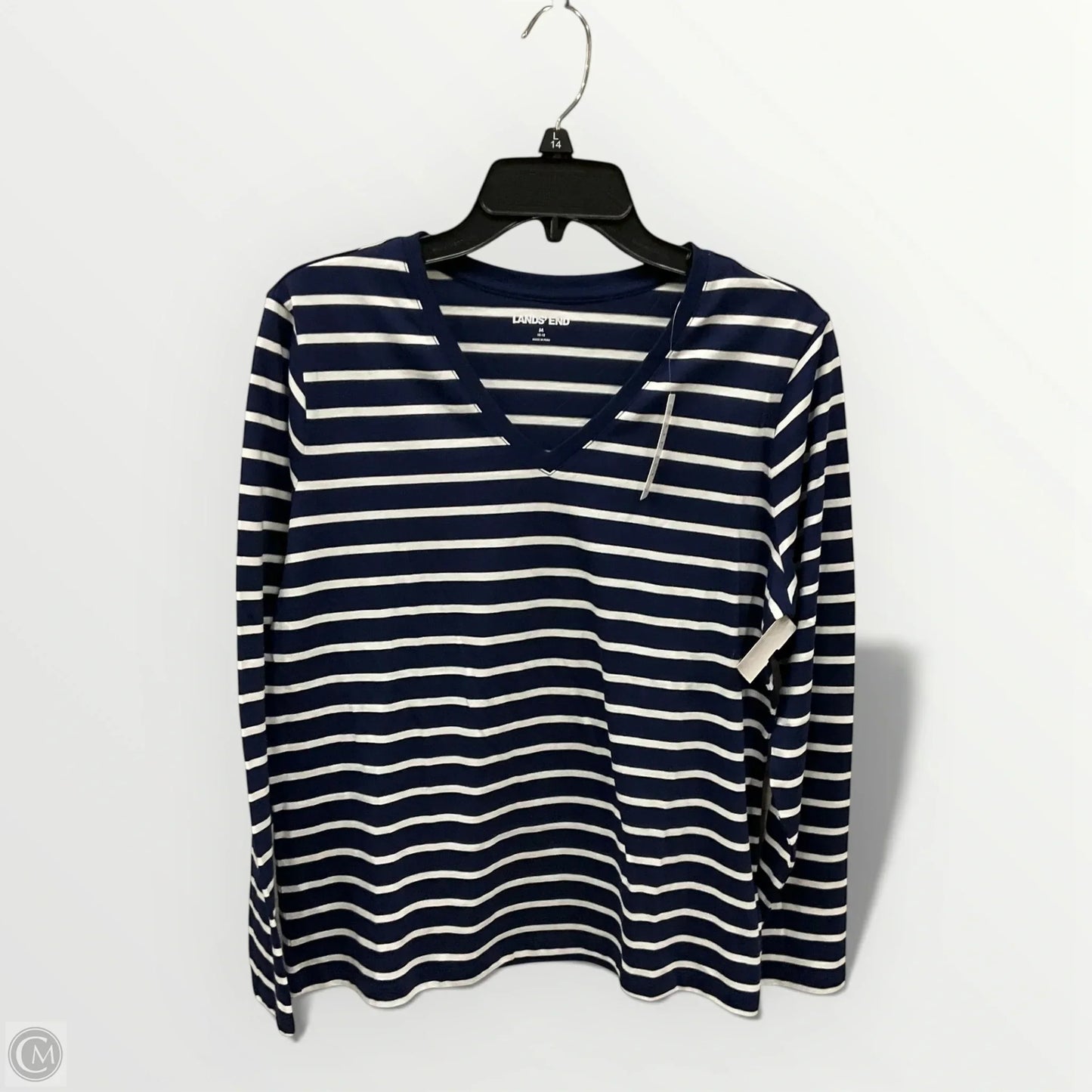 Top Long Sleeve Basic By Lands End In Striped Pattern, Size: M