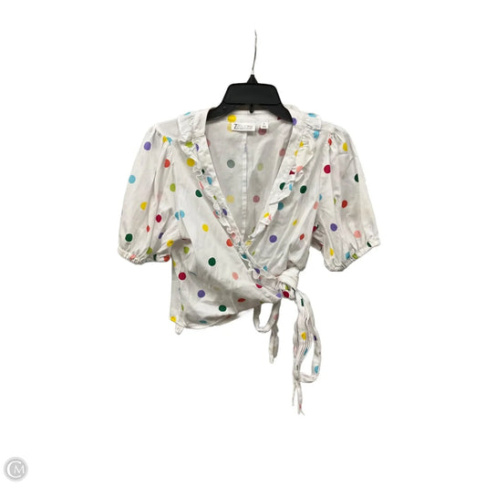 Top Short Sleeve By New York And Co In Polkadot Pattern, Size: M