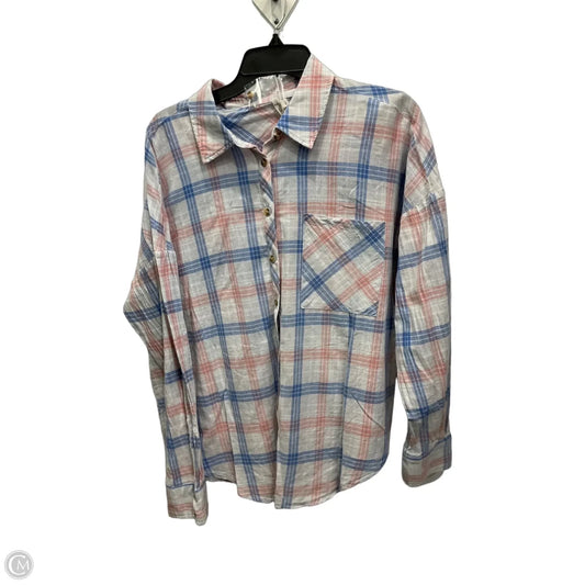 Blouse Long Sleeve By Easel In Blue & Pink, Size: L