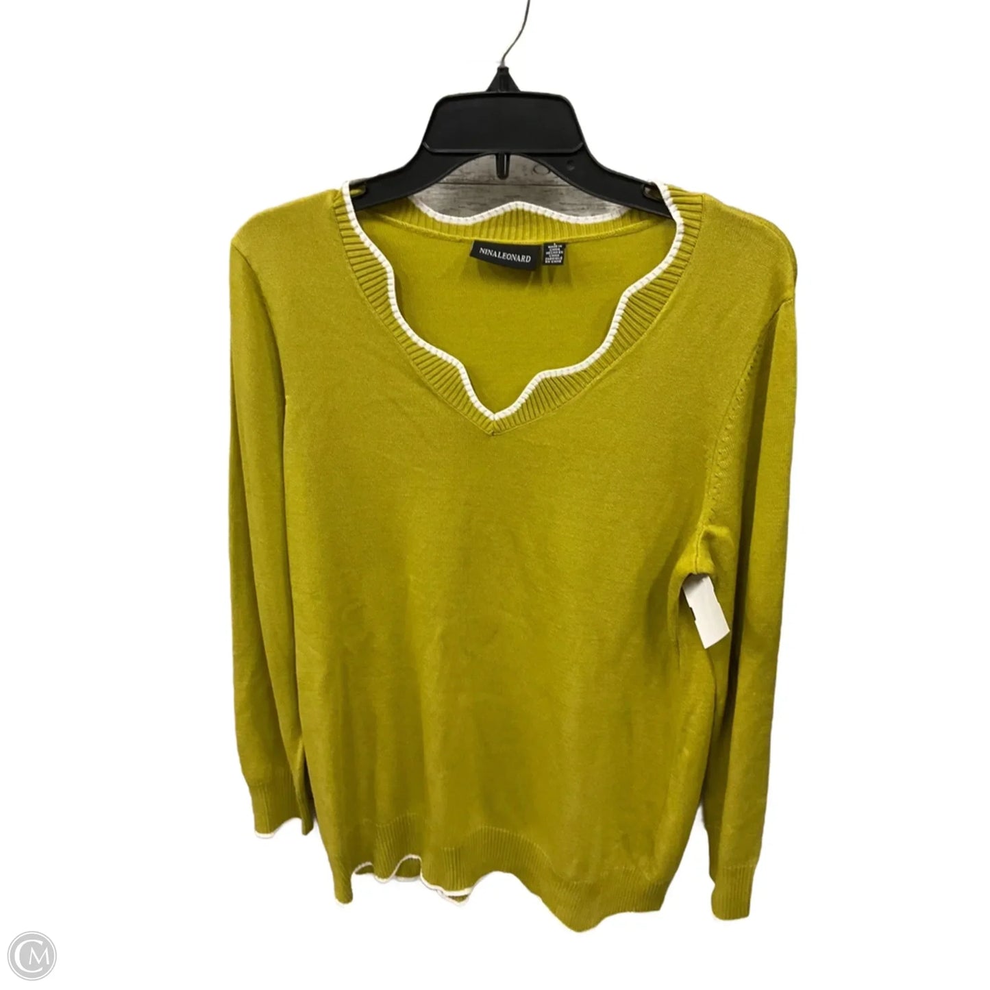 Top Long Sleeve By Nina Leonard In Green, Size: L