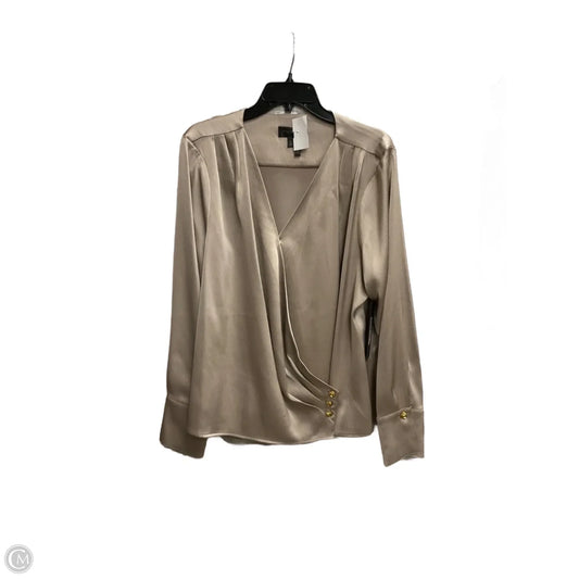 Top Long Sleeve By Donna Karan In Gold, Size: Xl