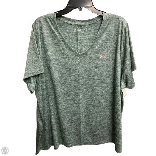 Athletic Top Short Sleeve By Under Armour In Green, Size: 2x