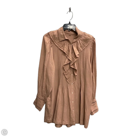 Blouse Long Sleeve By Free People In Pink, Size: S