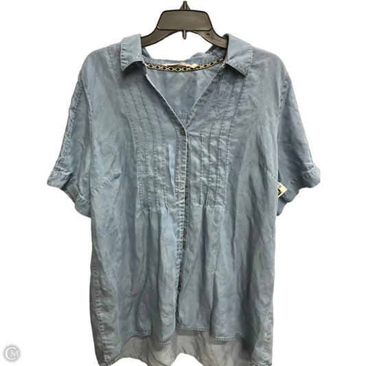 Blouse Short Sleeve By Soft Surroundings In Blue, Size: Xl