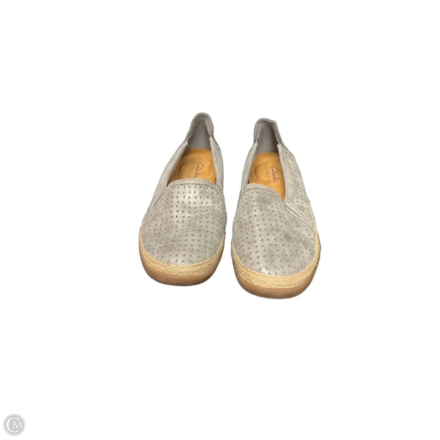 Shoes Flats By Clarks In Silver, Size: 6.5